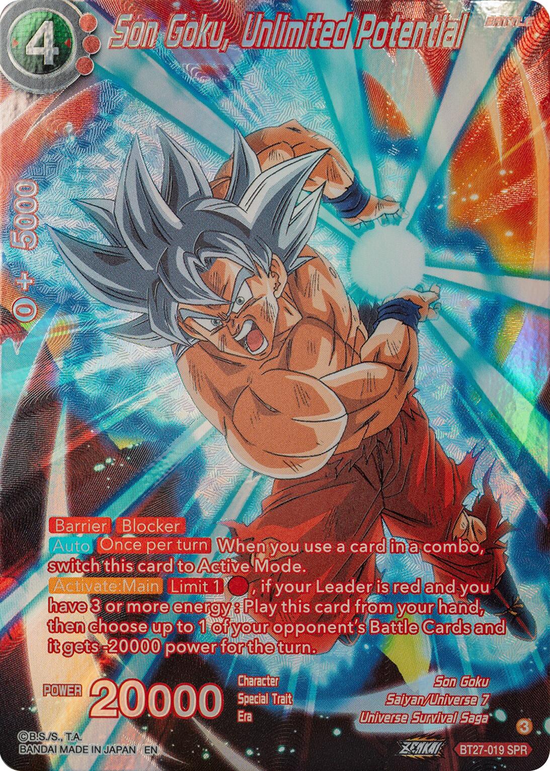 reddit dragon ball super card game Son Goku, Unlimited Potential (SPR) (BT27-019) [History of Z]