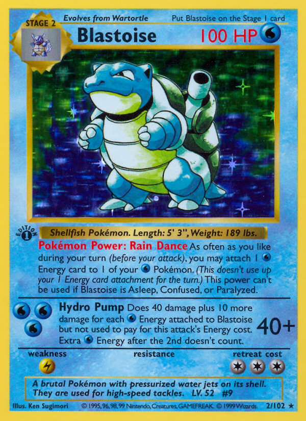 英語版初期 Blastoise 1st Edition Shadowless Blastoise (2/102) (Shadowless) [Base Set 1st Edition]