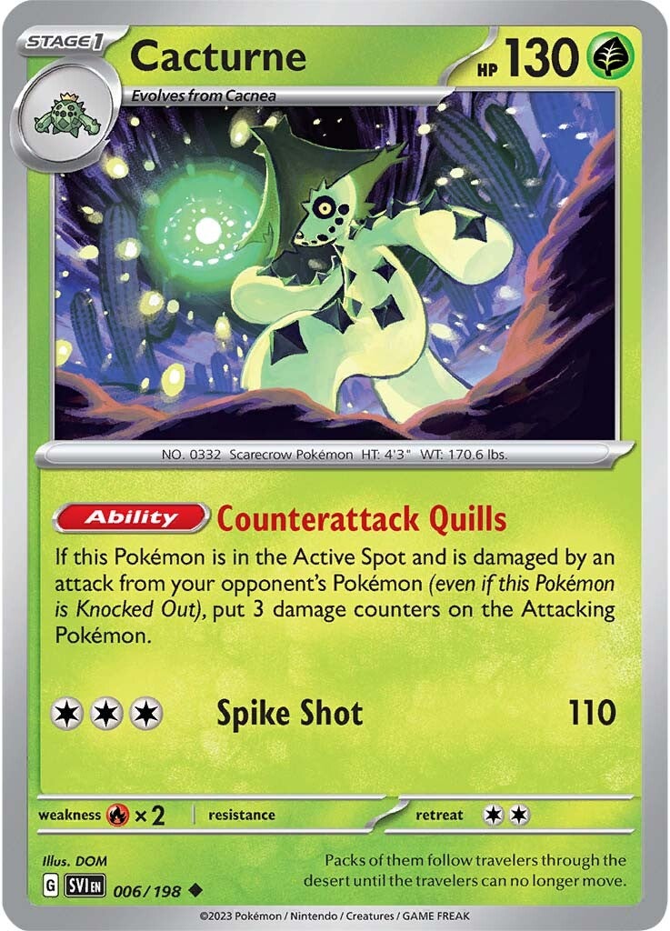 what pokemon set has 198 cards Cacturne (006/198) [Scarlet & Violet: Base Set]