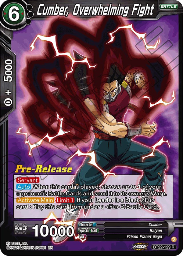 Cumber, Overwhelming Fight (BT22-129) [Critical Blow Prerelease Promos]