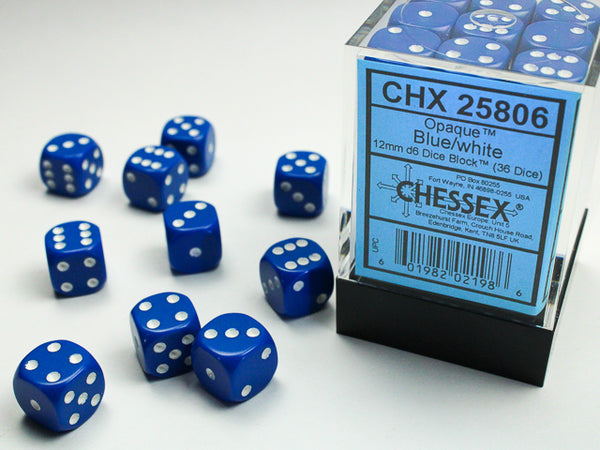 Opaque Blue/White 36-Die Set | Chessex
