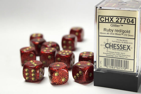 Glitter Ruby/Gold 12-Die Set | Chessex