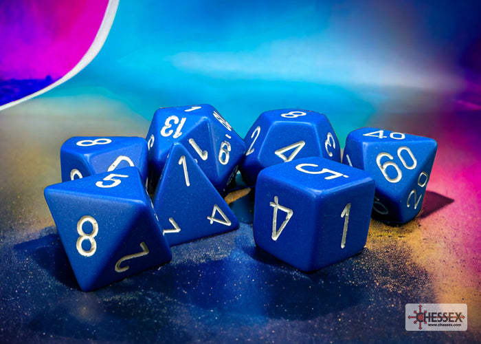 Opaque Blue/white Polyhedral 7-Dice Set | Chessex
