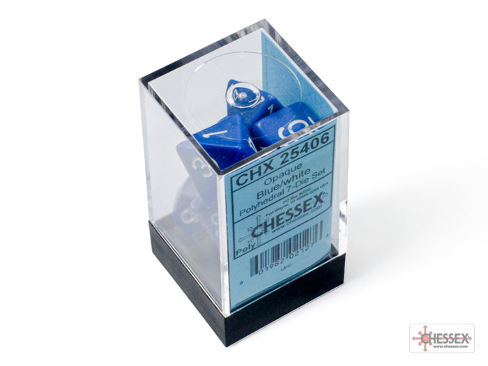 Opaque Blue/white Polyhedral 7-Dice Set | Chessex
