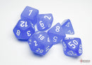 Frosted Blue/white Polyhedral 7-Dice Set | Chessex