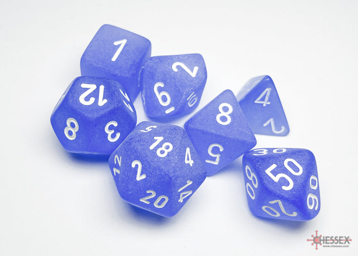 Frosted Blue/white Polyhedral 7-Dice Set | Chessex