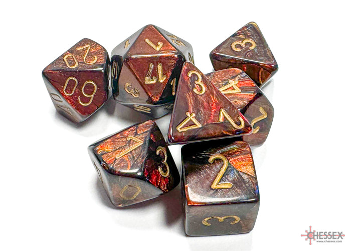 Scarab Blue Blood/gold Polyhedral 7-Dice Set | Chessex