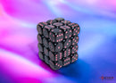 Opaque Black/pink 12mm d6 Dice Block (36 dice)