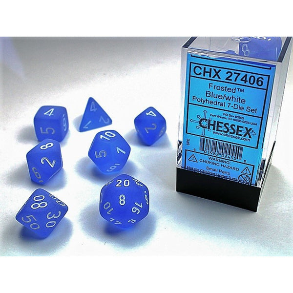 Frosted Blue/white Polyhedral 7-Dice Set | Chessex