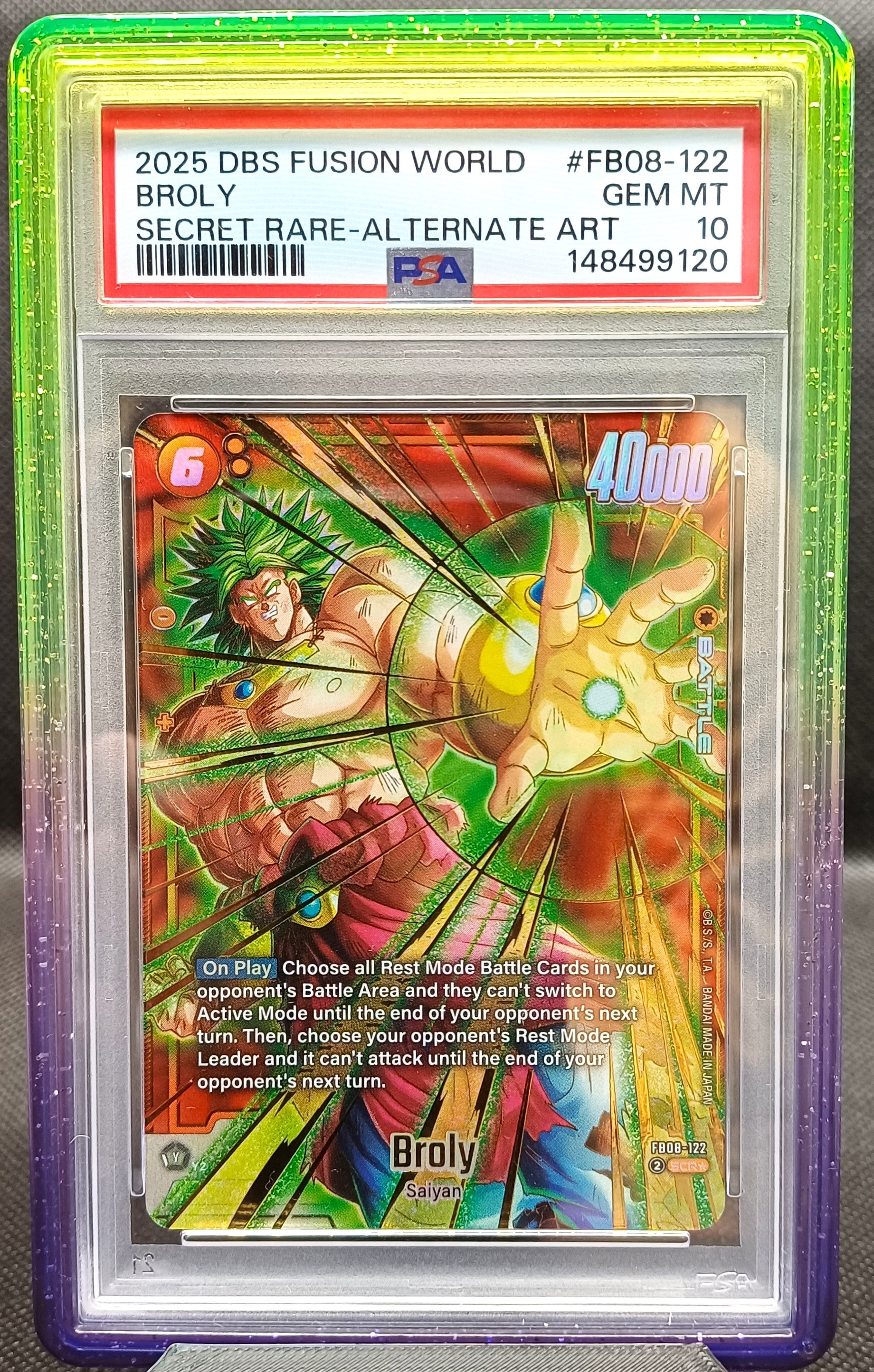 Broly FB08-122 SCR Alt Art | 2025 DBS Fusion World [PSA 10]