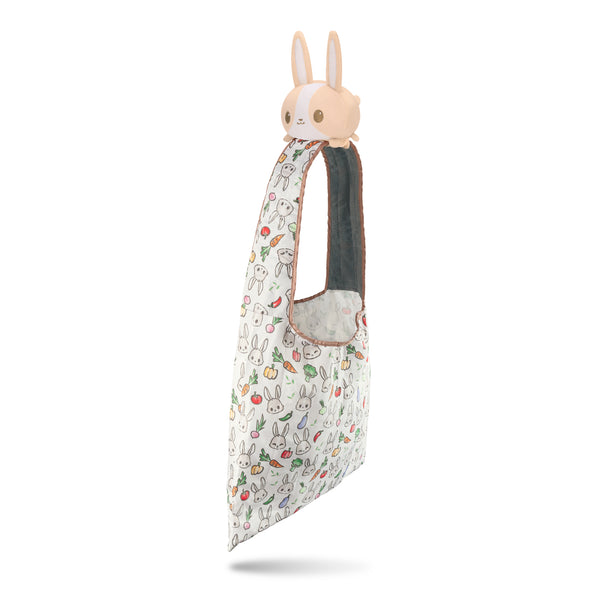Light Brown Bunnies & Veggies Tote Bag w/ Light Brown Bunny Plushie