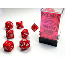 Opaque Red/white Polyhedral 7-Dice Set