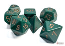 Opaque Dusty Green/copper Polyhedral 7-Dice Set