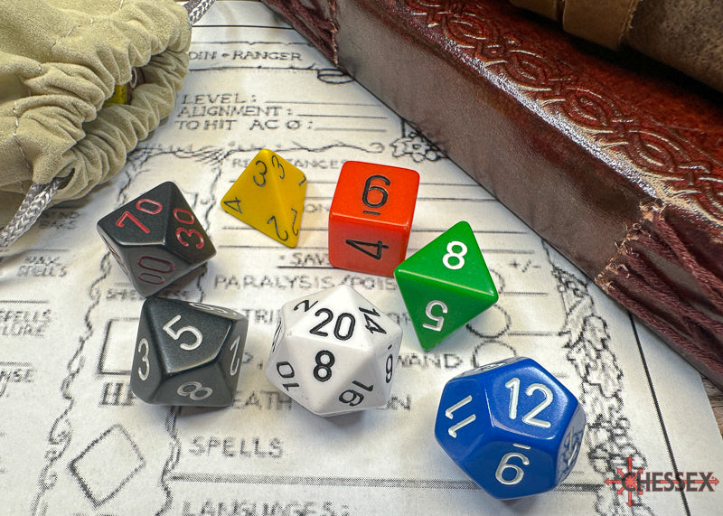 Nostalgia Opaque GM & Beginner Player Polyhedral 7-Dice Set | Chessex