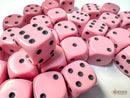 Opaque Pastel Pink/black 12mm d6 Dice Block (36 dice)
