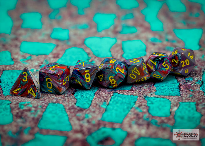 Festive Mosaic/yellow Polyhedral 7-Dice Set | Chessex