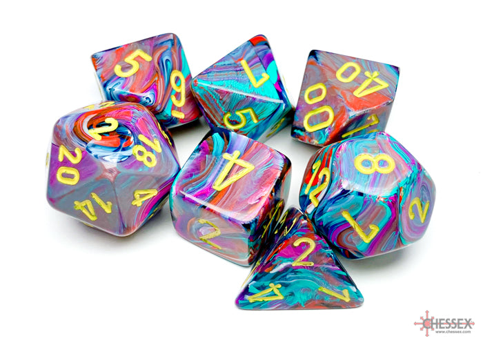 Festive Mosaic/yellow Polyhedral 7-Dice Set | Chessex