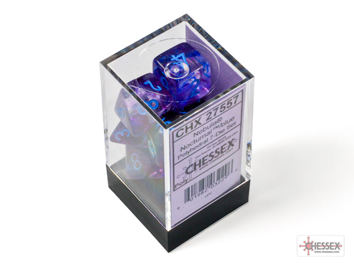 Nebula Nocturnal/blue Luminary Polyhedral 7-Dice Set | Chessex