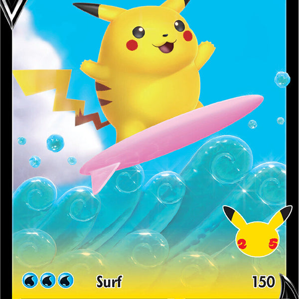 how rare is surfing pikachu pokemon card V 008/025 Celebrations Commemorate your favorite tabletop game with this Surfing Pikachu V 2021 Pokemon Celebrations Ultra Rare #008 PSA Authenticated 10 Card Surfing Pikachu (EVO 111) #Pikachu