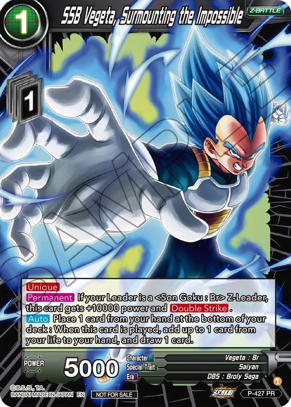 SSB Vegeta, Surmounting the Impossible (P-427) [Promotion Cards]
