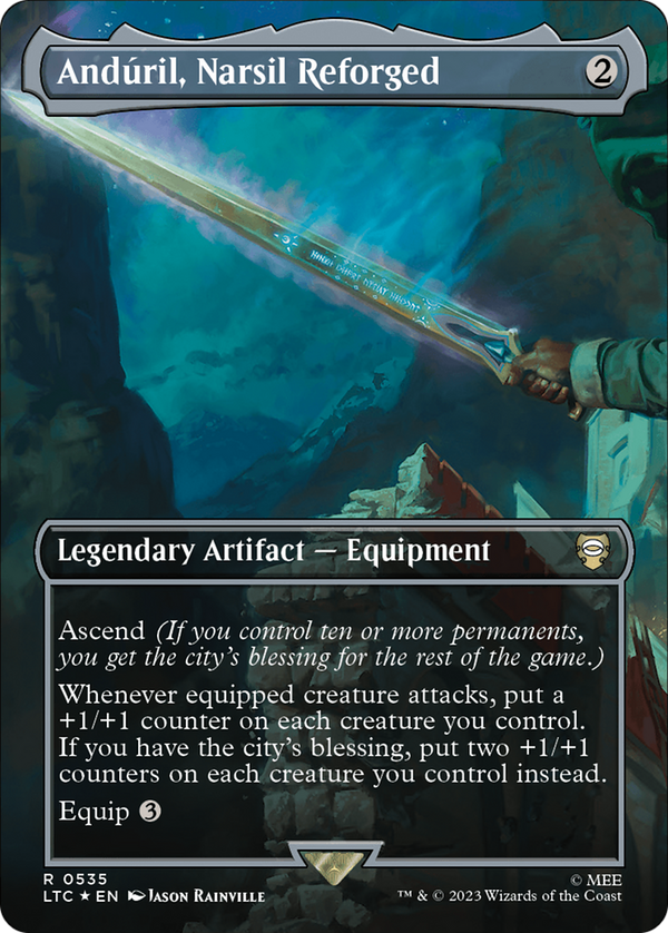 Anduril, Narsil Reforged (Borderless) (Surge Foil) [The Lord of the Rings: Tales of Middle-Earth Commander]