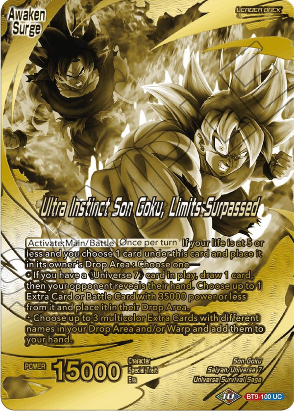 Son Goku // Ultra Instinct Son Goku, Limits Surpassed (Championship 2023 Golden Card Vol.2, Version 2) (BT9-100) [Tournament Promotion Cards]