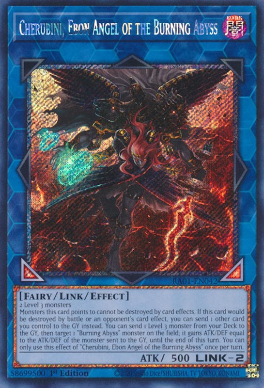 Cherubini, Ebon Angel of the Burning Abyss [RA01-EN042] Platinum Secret Rare