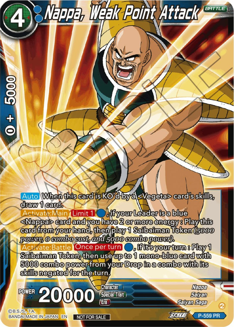 Nappa, Weak Point Attack (Zenkai Series Tournament Pack Vol.6) (P-559) [Tournament Promotion Cards]