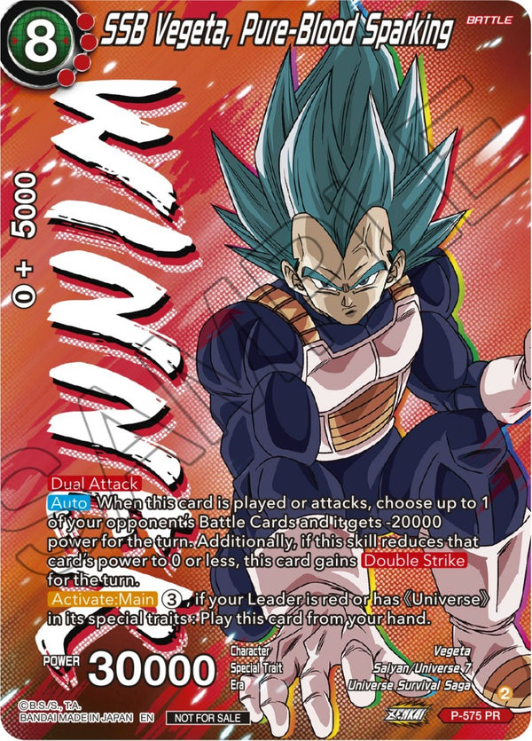 SSB Vegeta, Pure-Blood Sparking (Zenkai Series Tournament Pack Vol.7) (Winner) (P-575) [Tournament Promotion Cards]