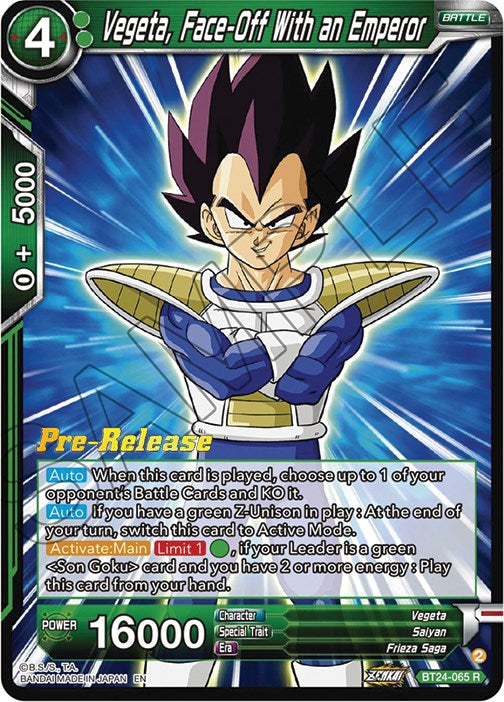 Vegeta, Face-Off With an Emperor (BT24-065) [Beyond Generations Prerelease Promos]