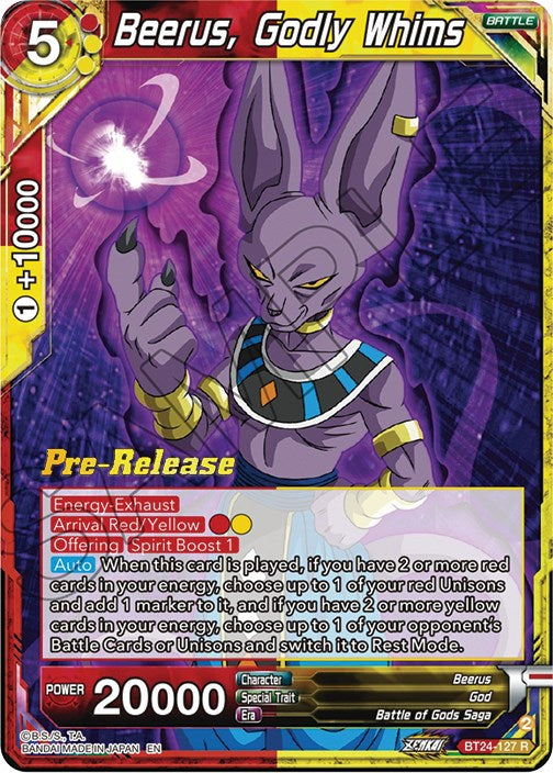 Beerus, Godly Whims (BT24-127) [Beyond Generations Prerelease Promos]