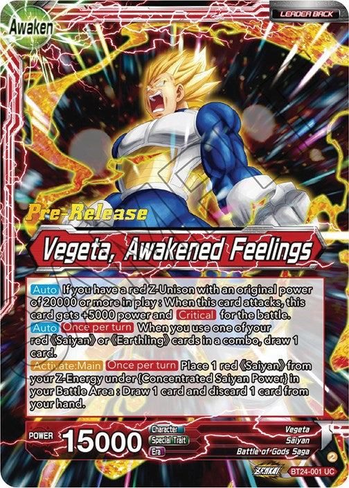 Vegeta // Vegeta, Awakened Feelings (BT24-001) [Beyond Generations Prerelease Promos]