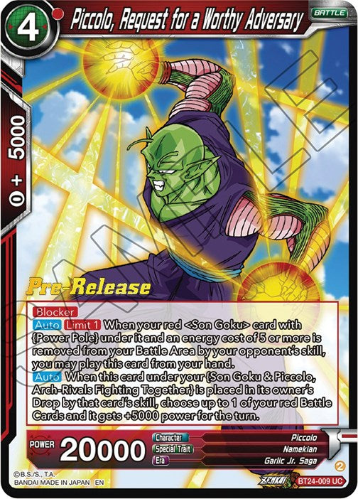 Piccolo, Request for a Worthy Adversary (BT24-009) [Beyond Generations Prerelease Promos]