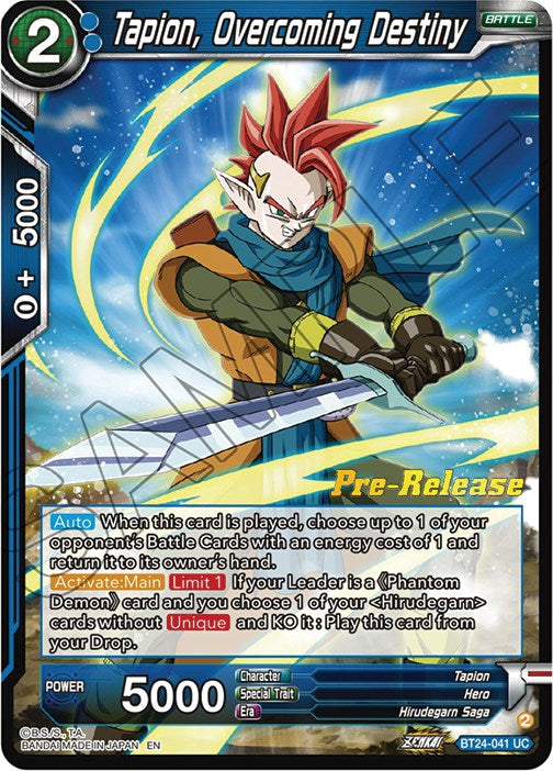 Tapion, Overcoming Destiny (BT24-041) [Beyond Generations Prerelease Promos]