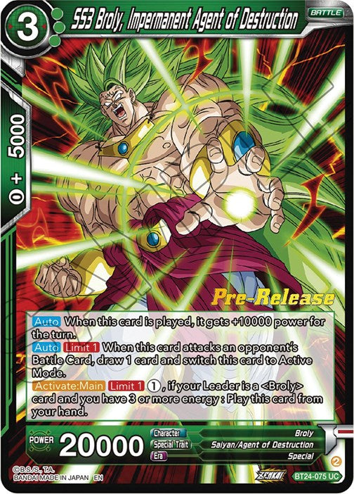 SS3 Broly, Impermanent Agent of Destruction (BT24-075) [Beyond Generations Prerelease Promos]