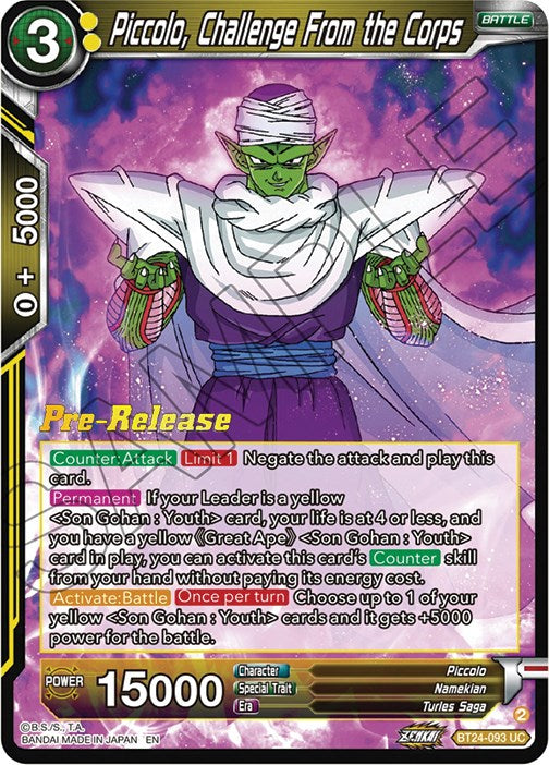 Piccolo, Challenge From the Corps (BT24-093) [Beyond Generations Prerelease Promos]