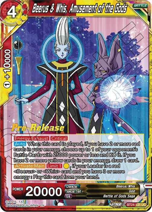 Beerus & Whis, Amusement of the Gods (BT24-131) [Beyond Generations Prerelease Promos]