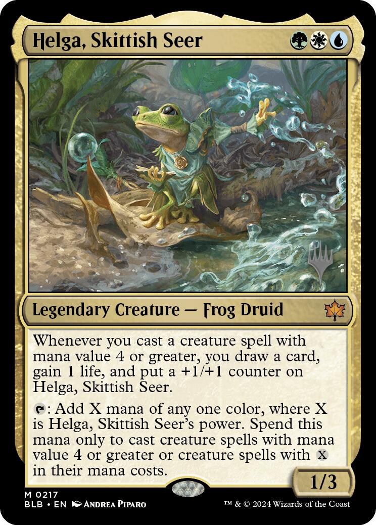 Helga, Skittish Seer (Promo Pack) [Bloomburrow Promos]