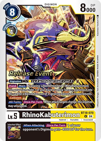 RhinoKabuterimon [BT18-070] [Release Special Booster Ver.2.0 Pre-Release Cards]