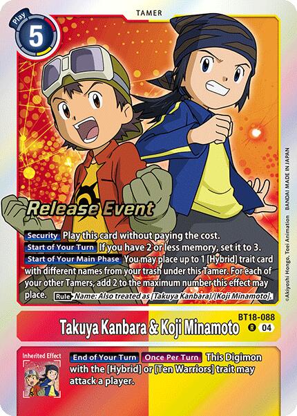 Takuya Kanbara & Koji Minamoto [BT18-088] [Release Special Booster Ver.2.0 Pre-Release Cards]