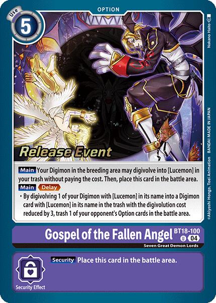 Gospel of the Fallen Angel [BT18-100] [Release Special Booster Ver.2.0 Pre-Release Cards]