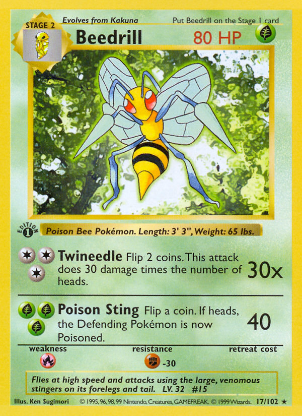 Beedrill (17/102) (Shadowless) [Base Set 1st Edition]