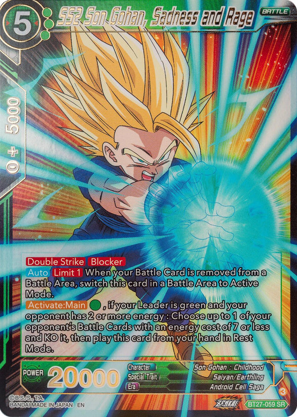 SS2 Son Gohan, Sadness and Rage (BT27-059) [History of Z]