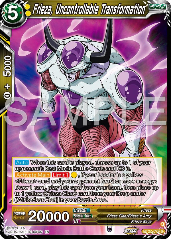 Frieza, Uncontrollable Transformation (BT27-078) [History of Z]