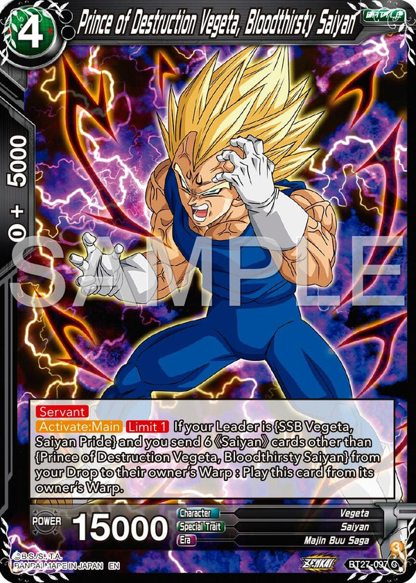 Prince of Destruction Vegeta, Bloodthirsty Saiyan (BT27-097) [History of Z]