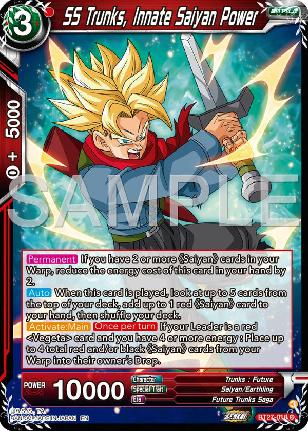 SS Trunks, Innate Saiyan Power (BT27-018) [History of Z]