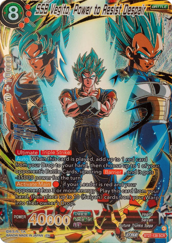 SSB Vegito, Power to Resist Despair (BT27-138) [History of Z]