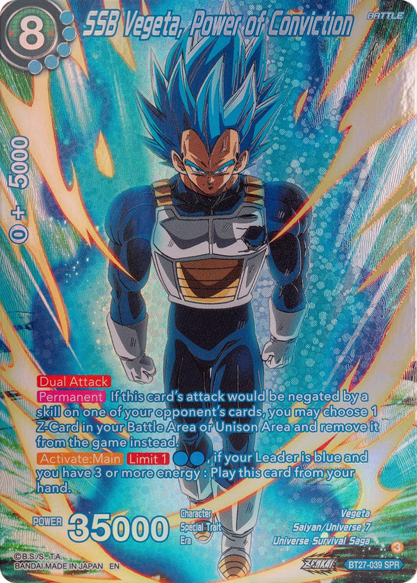 SSB Vegeta, Power of Conviction (SPR) (BT27-039) [History of Z]