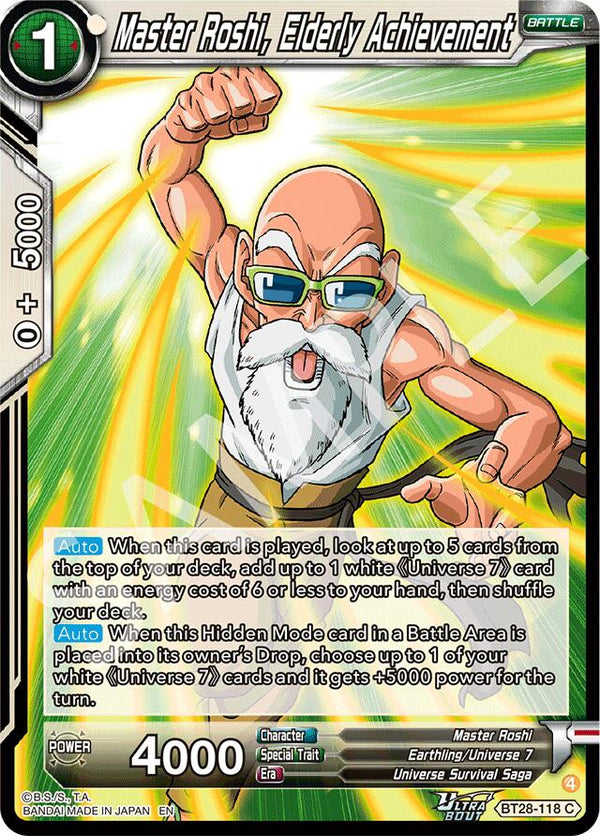Master Roshi, Elderly Achievement (BT28-118) [Prismatic Clash]