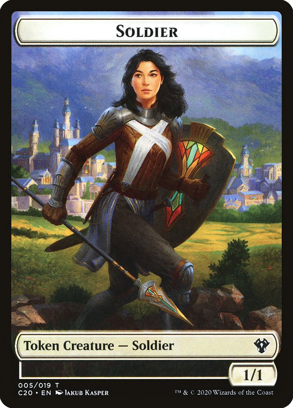 Human Soldier (005) // Drake Double-Sided Token [Commander 2020 Tokens]